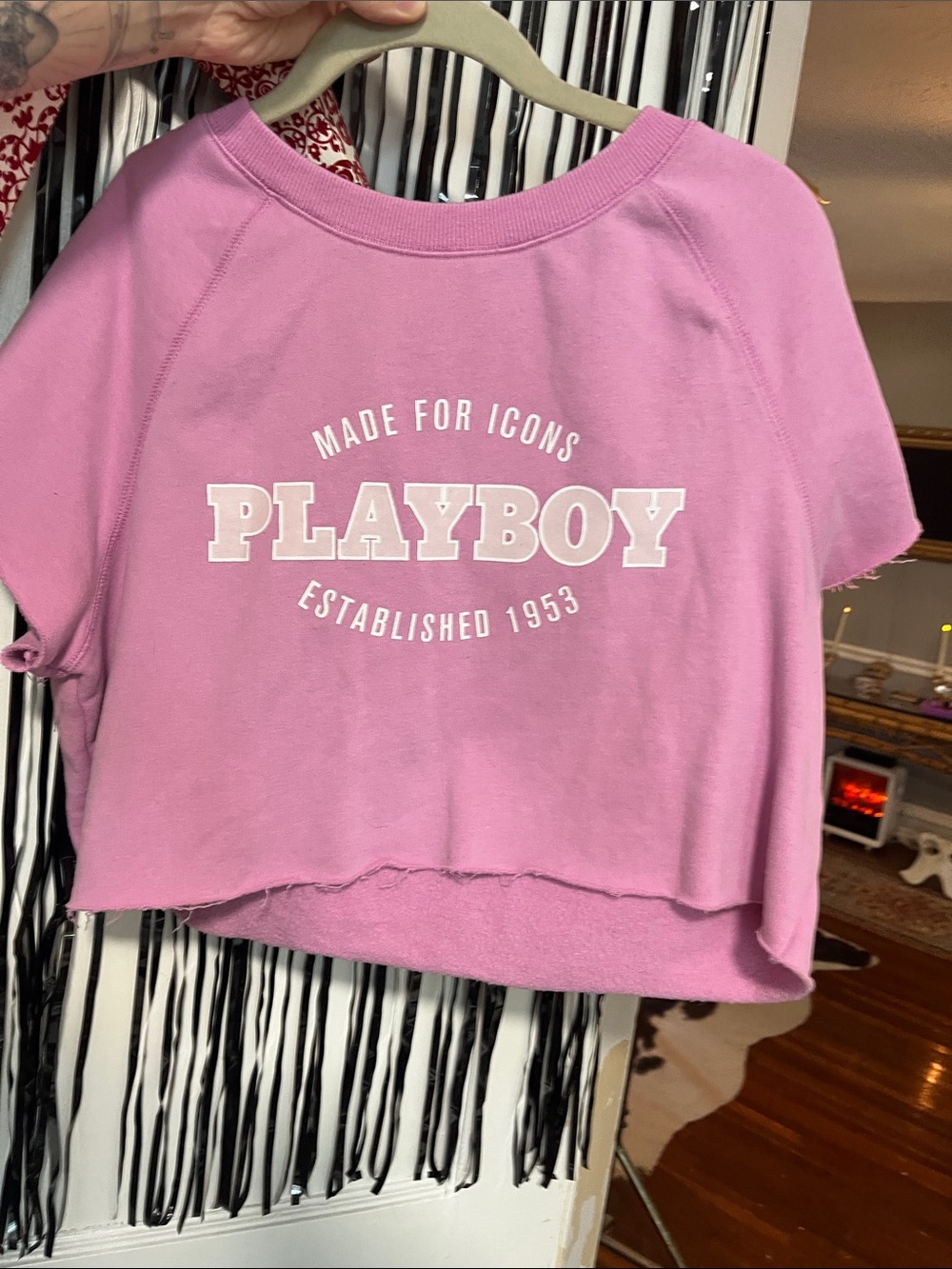PLAYBOY Pink Cropped Logo Tee